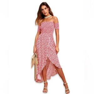 Lucy Love Red Floral High Low Dress